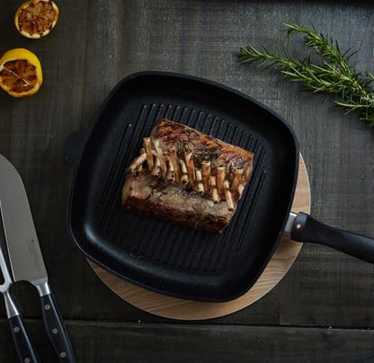 Swiss Diamond Nonstick Square Grill Pan – 9.5” x 9.5” Diamond-Coated, Oven Safe, Made in Switzerland