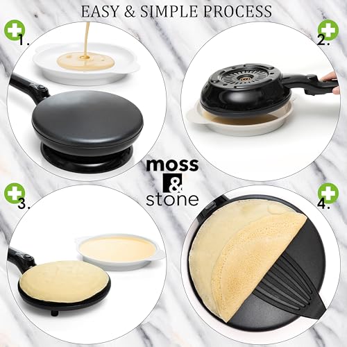 Moss & Stone Cordless Electric Crepe Maker, 8" Portable Nonstick Crepe Pan