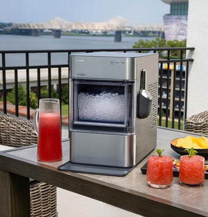 GE Profile Opal 2.0 Ultra Nugget Ice Maker with Scale Inhibiting Filter, Scoop Included, 38 lbs in 24 Hours, Pellet Ice Machine with WiFi & Smart Connected, Stainless Steel