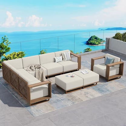 SUNSHINE VALLEY 9 Pieces Patio Sectional Furniture Set, L Shaped