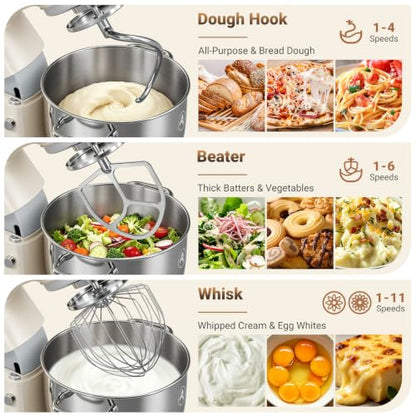 ZACME 8.5QT Commercial Stand Mixer 1000W with Aluminum Die Casting Meets the Standard of NSF/ANSI 8-2023, 11 Speeds Electric Stand Mixer, Tilt-Head Dough Mixer with Bowl, Dough Hook, Whisk and Beater