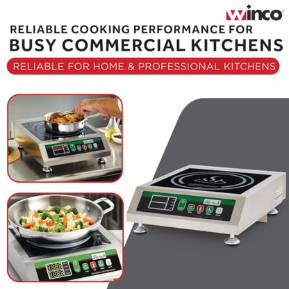 Winco 1800W Silver/Black Induction Cooktop Burner
