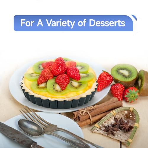 Urxirha 4 Pack 5-Inch Tart Pans with Removable Bottom, Nonstick Quiche Pan Fluted Pie Pans for Baking Treats, Pie, Quiches, Tartlets