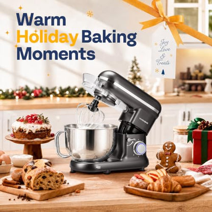 VIVOHOME Stand Mixer, 6-Quart Tilt-Head Kitchen Mixer with Bowl, Gray