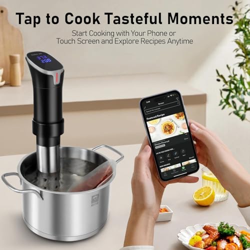 Sous Vide Cooker with APP Control,1100W Precision Sous Vide Machine with Digital Touch Screen,Ultra-quiet Immersion Circulator with Recipe and Timer for Beginners Home Chefs