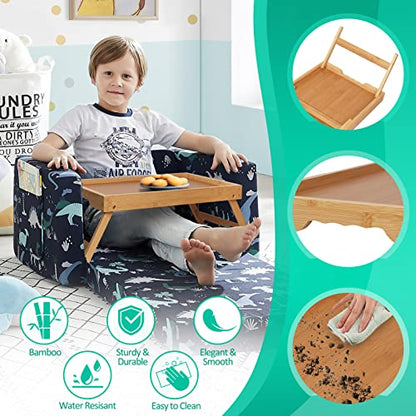 Artmeer Bed Tray Table with Folding Legs,Bamboo Breakfast in Bed for TV Table, Laptop Computer Tray,Eating,Snack Tray(Bamboo)