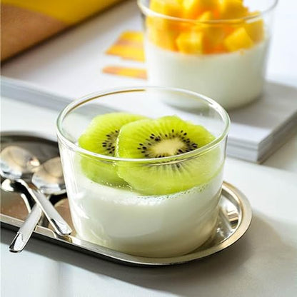 yarlung 9 Pack Small Glass Dessert Bowls, 8 Oz Custard Cup Clear Pudding Cup, Tasting Glasses Prep Bowls for Parfait, Ice Cream, Party Birthday