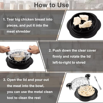 SURETIVIAN Chicken Shredder Tool Twist Large Chicken Breast Shredder with Brush&Fork, Visible Meat Shredder Machine, Strong Anti-Slip Strip, Ergonomic Handle, BPA Free, Suitable for Pork Beef Chicken