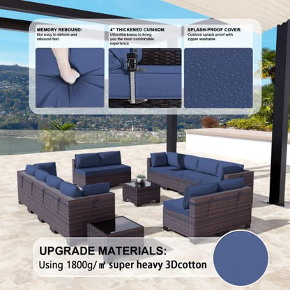 Kullavik 14 Piece Patio Furniture Set, Outdoor Wicker Sectional Sofa