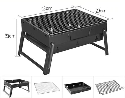 SURPZON Portable Charcoal BBQ Grill - Folding Smoker, Perfect for Camping, Picnics, Garden & Beach Parties, Black