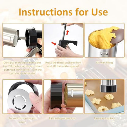 Spritz Cookie Press Gun Kit, Cookie Maker with 13 Cookie Discs + 8 Icing Nozzles and Cleaning Brush DIY Christmas Birthday Cookies Maker Gifts for Women