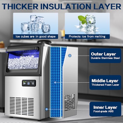 Zomagas 110LBS/24H Commercial Ice Maker Machine Under Counter/Freestanding