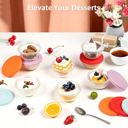 Freshmage Small Glass Bowls with Lids, [8 Pack-6.25 Oz] Meal Prep Bowls Set, Stackable Small Food Storage Containers for Leftovers, Snacks, Nuts, Dips, Dessert, Dishwasher & Microwave Safe