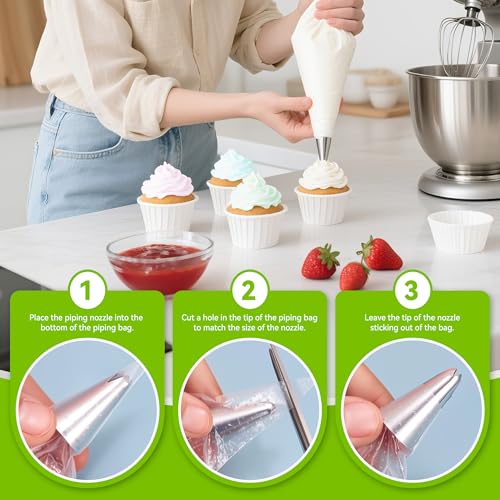 9PCS Large Piping Tips Set, Stainless Steel Cake Decorating Tips, Pastry Cake Decorating Tips Baking Tools for Baking Cupcakes, Cake Decorating