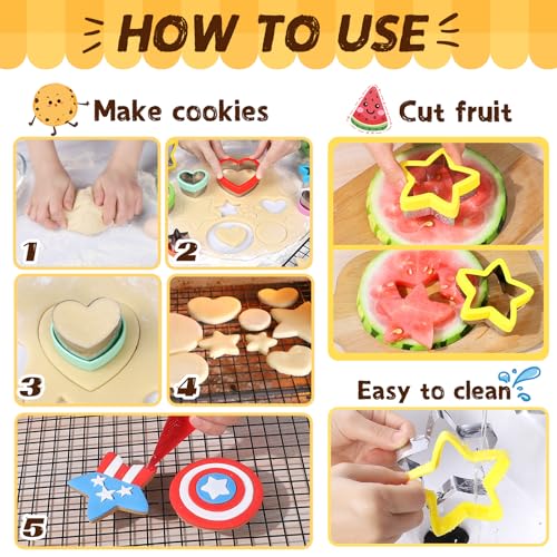 Cookie Cutter Set, 9Pcs Multi-Size(3.4″, 2.3″, 1.7″) Cookie Cutters - Heart, Round, and Star Shapes,Metal Cookie Molds with Safety Handle for Biscuits,Sandwich Cookies,Fondant Cakes,and Holiday Baking