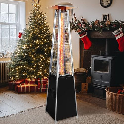 Pyramid outdoor heater, 48000 BTU Propane Patio Heater with Detachable Wheels and Protective Cover, Outdoor Propane Heaters for Patio(Black)