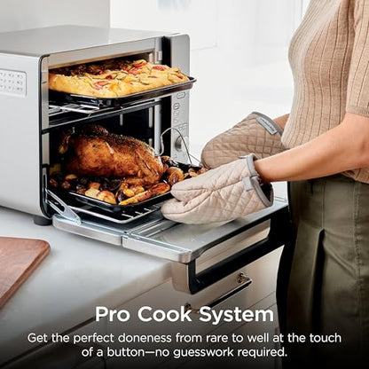Ninja Air Fryer & Toaster Oven Combo with Thermometer | Double Stack XL | 12-in-1 | Smart Finish & DualZone Technology Cook 2 Meals at Once | Air Fry, Bake, Broil, Reheat | Stainless Steel | DCT651