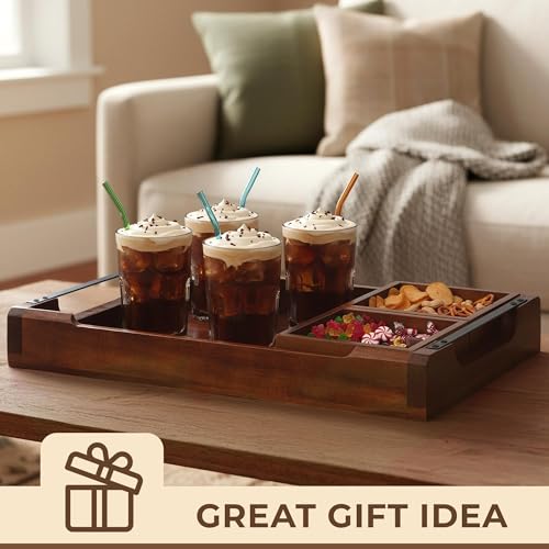 Modular Serving Tray - Acacia | Serving Platter Snack Tray for Party Hosting - Trays for Serving Food, Charcuterie, Fruit Platter Tray for Parties, Appetizer Dishes & Dessert Trays