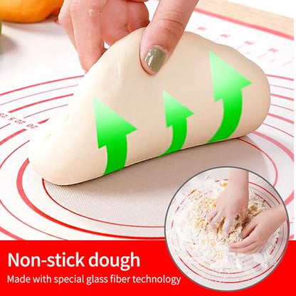 Silicone Baking Mat Super Large, 32x24 inch Silicone Pastry Non Stick Kneading Mat with Cable Ties and Dough Scraper, Measurement Food Grade Silicone Mat for Rolling Dough