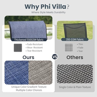PHI VILLA Round Outdoor Dining Set for 6 with Swivel Chairs, Navy Blue