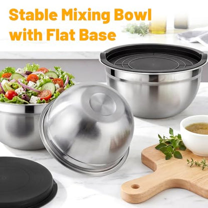 Beasea Mixing Bowls with Lids, 2 Pack 1.5 QT Small Stainless Steel Mixing Bowls with Airtight Lids, Nesting Metal Bowl Set for Kitchen, Baking, Prepping, Serving, Cooking