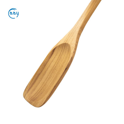 FAAY 18 Inches Large Wooden Spoon, Long Handle Heavy Duty Spoon with Scoop for Big Pot Stirring, Mixing & Cooking. Handcrafted from Teak for Crab Crawfish Seafood Boil, Gumbo Pot.