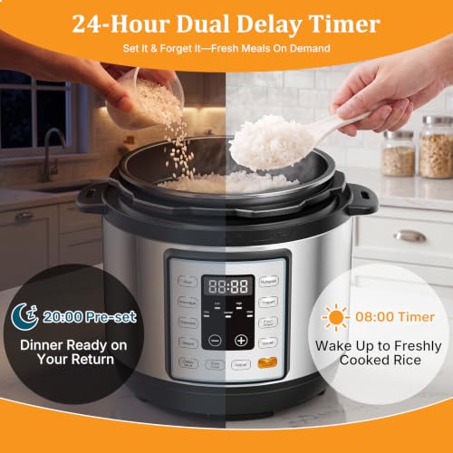 NEWBULIG 10-In-1 Electric Pressure Cooker, 3 Quart Multi Cooker for Rice, Stew and Steam, Small Programmable Stainless Steel Pot with Slow Cook Function and Ceramic Inner Pot