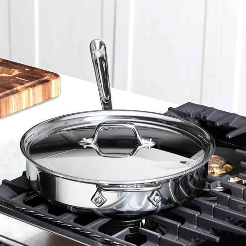 All-Clad D3® Stainless Steel 3 Quart Saute Pan Covered- Made in the USA- The Original Bonded Professional Cookware- Oven Safe & Induction Compatible