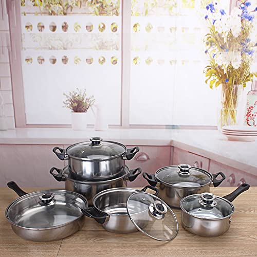 Simpli-Magic 12 Piece Stainless Steel Cookware Set, Silver