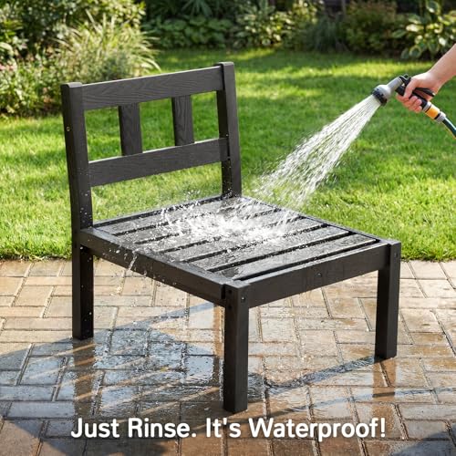 Stoog 6-Piece Patio Sectional Sofa Set, Modular Outdoor Furniture Set - All-Weather Waterproof HIPS Frame & Quick-Dry Olefin Cushions, Black