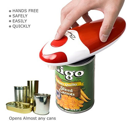 Kitchen Automatic Safety Cordless One Tin Touch Electric Can Opener&Bangrui Professional Electric Can Opener.One-touch switch .Smooth can edge.Being friendly to left-hander and arthritics! (Red)
