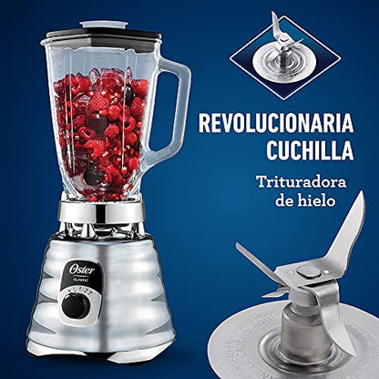 Oster Original 3 Speed Chrome Blender, 6 Times more Durable Motor, 10 Times Stronger, 5 Cup Glass Jar