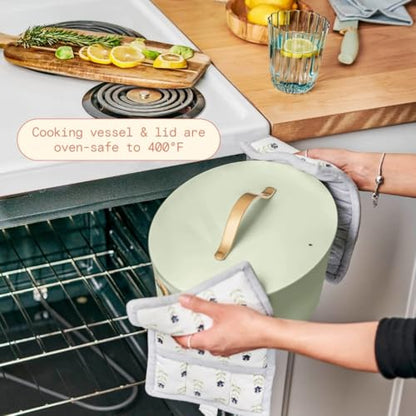 Wonderful 10-in-1 Electric Multi-Cooker 6 Qt Cast Aluminum Pot, 7 Preset Function,Oven & Dishwasher Safe to 400°F Sauté Slow Cook Steam Touch Display (Sage Green)