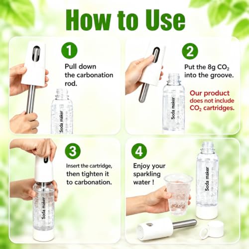 Soda Siphon 1L, Portable Sparkling Water Maker, Carbonated Soda Maker