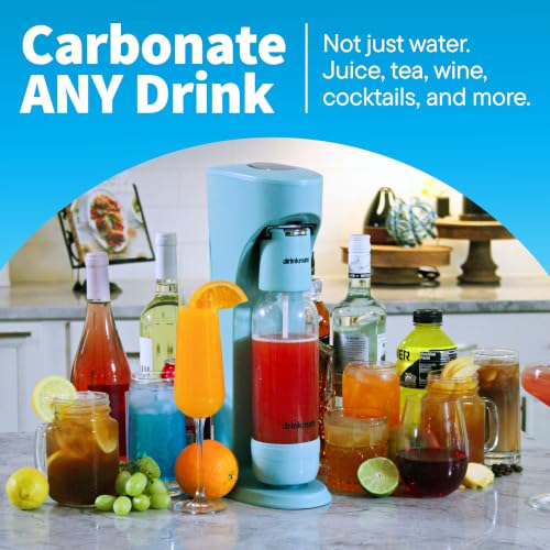 Drinkmate OmniFizz Sparkling Water Maker & Soda Streaming Machine | Carbonates Any Drink | PREMIUM KIT | Includes Four 60L CO2 Cartridges + One BPA-Free Bottle (Matte Black)