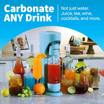 Drinkmate OmniFizz Sparkling Water Maker & Soda Streaming Machine | Carbonates Any Drink | PREMIUM KIT | Includes Four 60L CO2 Cartridges + One BPA-Free Bottle (Matte Black)