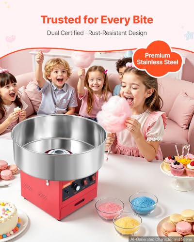 VEVOR Commercial Cotton Candy Machine, 1000W Electric Candy Floss Maker