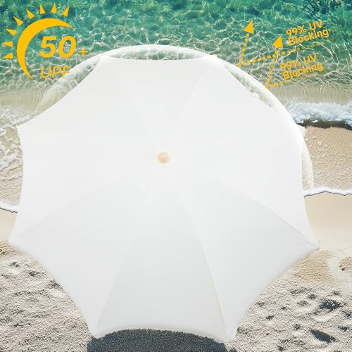 Kbrellaoutlets Patio Fringe Umbrella with UPF 50+ Protection,8 Ribs and Push Button Tilt,Outdoor Beach Umbrella For Garden, Courtyard,Pool,Outside