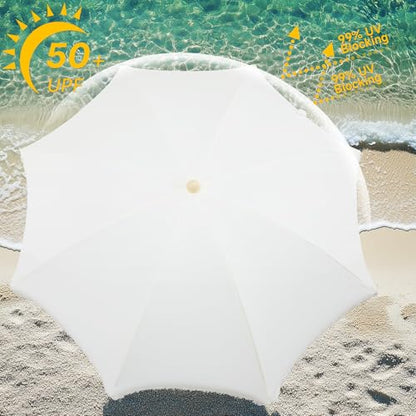 Kbrellaoutlets Patio Fringe Umbrella with UPF 50+ Protection,8 Ribs and Push Button Tilt,Outdoor Beach Umbrella For Garden, Courtyard,Pool,Outside