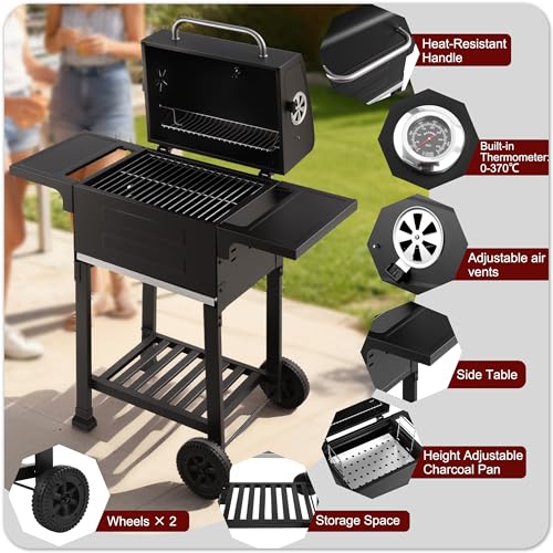 RYHOFOUD Small Charcoal Grill, 200.82 Sq. In. Outdoor BBQ Grill