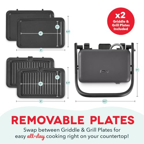 Dash MultiMaker Flex Press Grill System, Removable Plates, Forged Iron