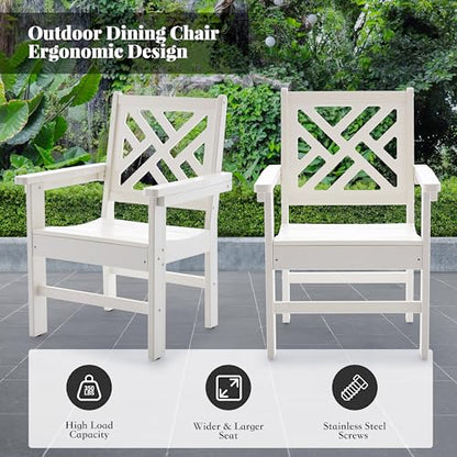HDPE Dining Table Set for 10,12-Piece Outdoor Table and Chairs Include 10 Dining Chairs and 2 Pcs 62.5" Patio Dining Table with Umbrella Hole (White)
