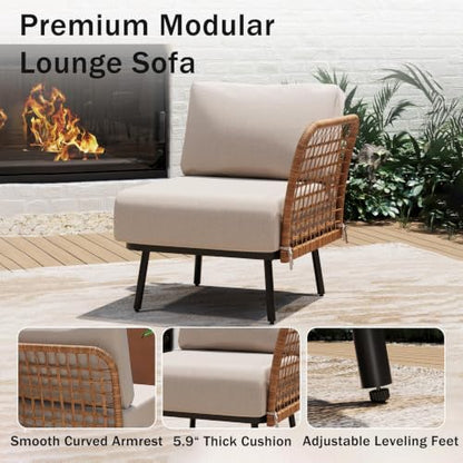 Mugovelo 9-Piece Patio Conversation Set, 7-Seat Sectional Sofa with Table