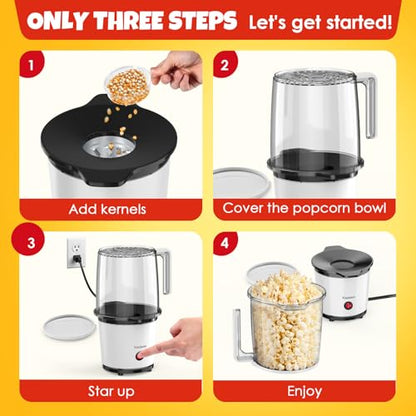 Hot Air Popcorn Maker, 2-Quart Electric Popcorn Machine