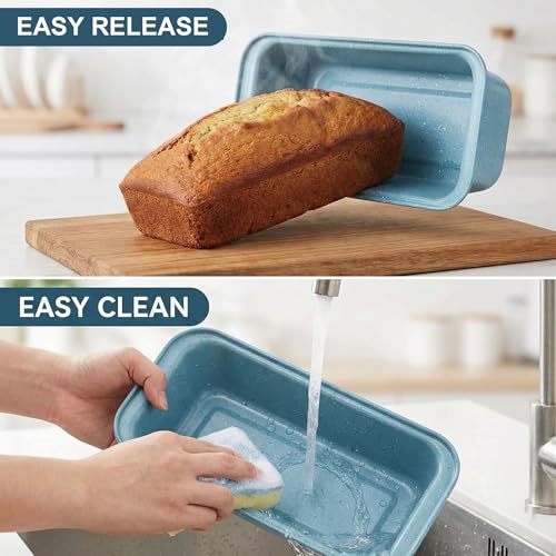 Proigtz 3-Piece 9x4 Inch Nonstick Loaf Pan Set, Carbon Steel Bread Baking Pans for Sourdough & Banana Bread, 450°F Oven Safe, Easy Release & Quick Cleanup