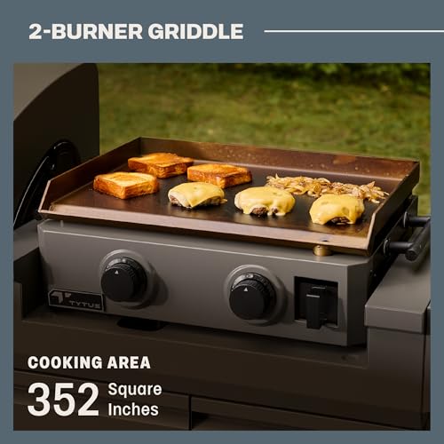 Tytus Anaheim 4-Burner Gas Grill with Two Prep Carts, Charcoal Grill, and Gas Griddle with Cover - Modular Outdoor Kitchen, Quick Assembly, Outdoor Cooking, Kitchen Island for BBQ