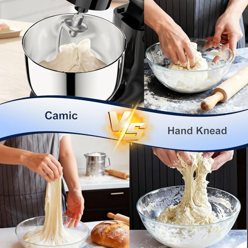 Camic Stand Mixer, 4.2QT+5.3QT Two bowls Electric Mixer,Black