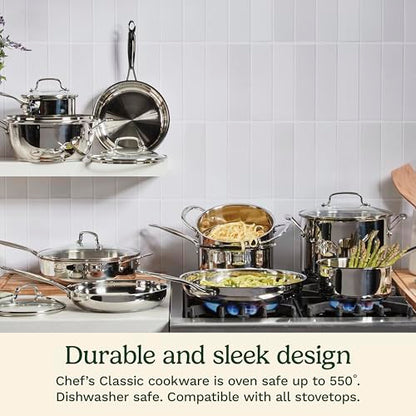 Cuisinart 12 Inch Skillet with Glass Cover, Chef's Classic Collection, 722-30G