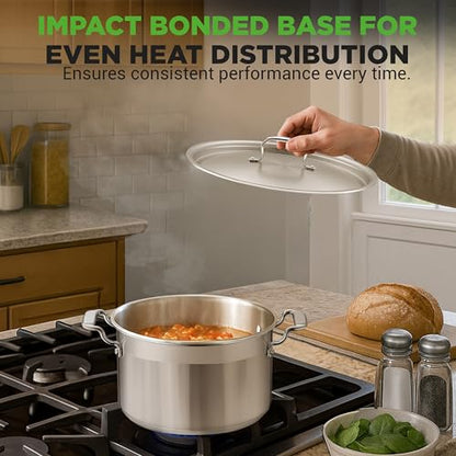NutriChef 5-Quart Stainless Steel Stockpot with Lid- 18/8 Food Grade Heavy Duty Inox Large Stock Pot for Stew, Soup, Works w/ Induction