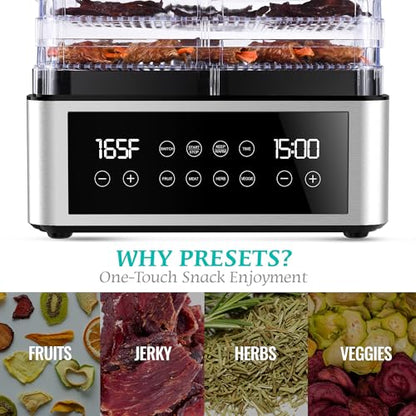 Tupoyi Food Dehydrator, One-Touch Dehydrator with Automatic Temperature Control 5 BPA-Free 11.4" Trays for Jerky, Dog Treats, Herbs, Meat, Fruit, and Yogurt